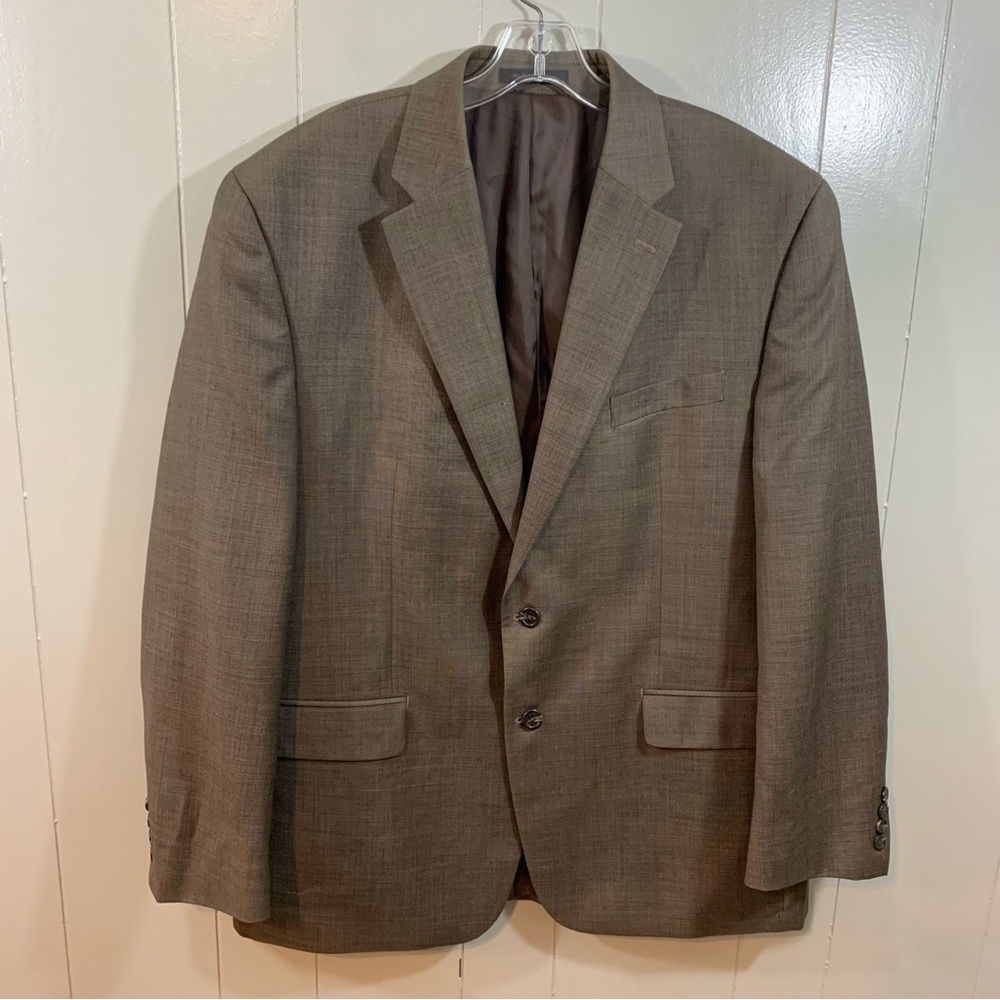 Chaps Brown 100% Wool Men's Business Lined Blazer Suit Jacket 44R
